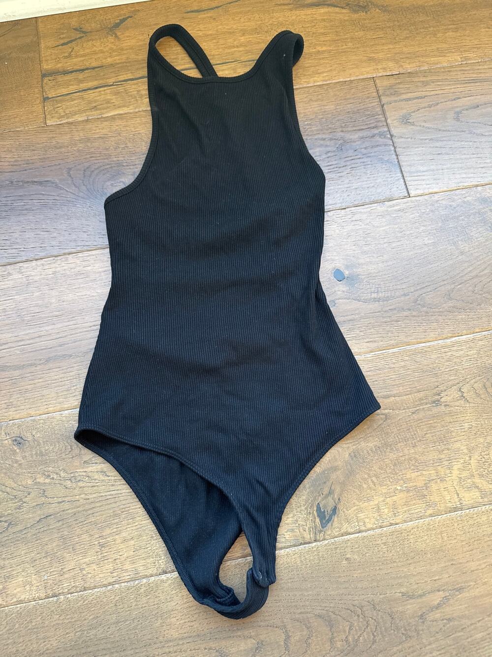 Agolde Nova Sleeveless High Neck Banded Back Bodysuit Black Womens Small